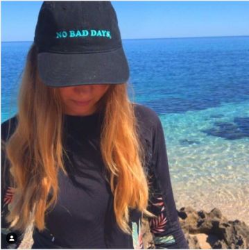 No Bad Days 6 Panel Twill Cap - BRI Aqua on Black